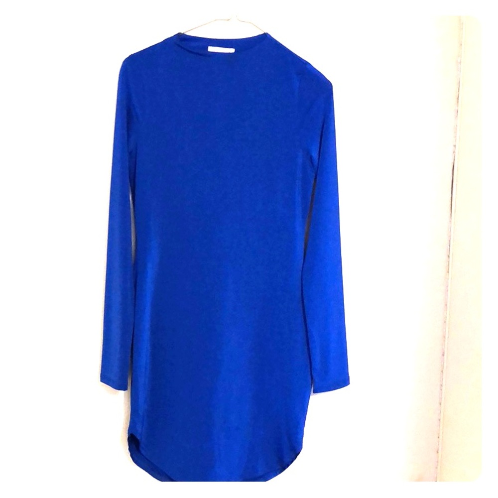 Long sleeves royal blue dress